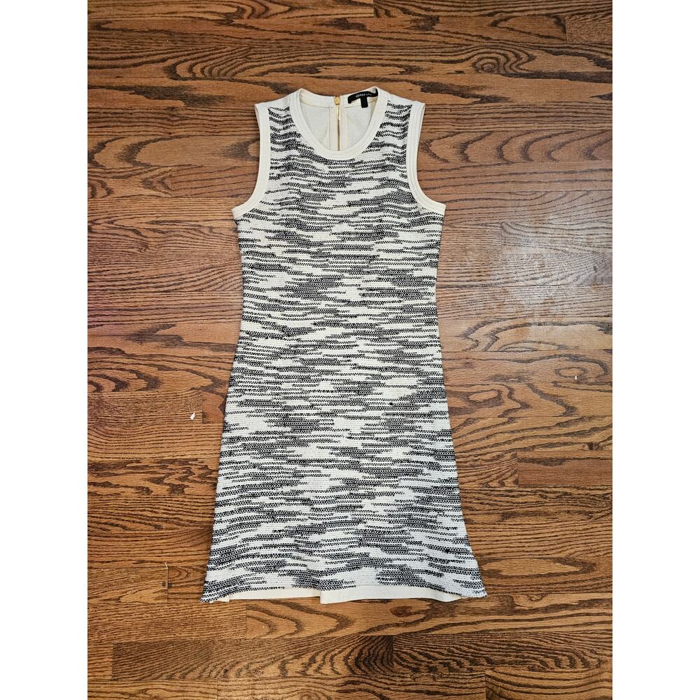 Derek Lam Tweed Sheath Dress Sz 0 Black White Sleeveless Pencil- Made in USA - Picture 2 of 5